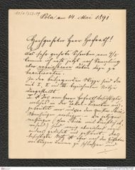 Nachlass Franz Steindachner, Brief von Wilhelm Mörth an Franz Steindachner (14.05.1891), Inv.Nr. 352.01, Seite 1